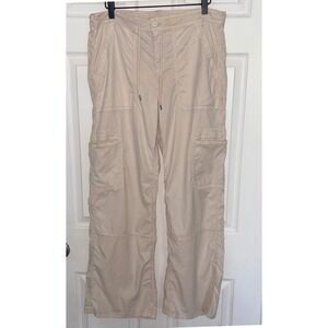American Eagle Baggy Wide‎ Leg Cargo Pants Sz 12 Tan Twill Lyocell Blend